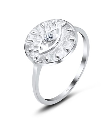 Circle CZ Eye Silver Ring NSR-3301